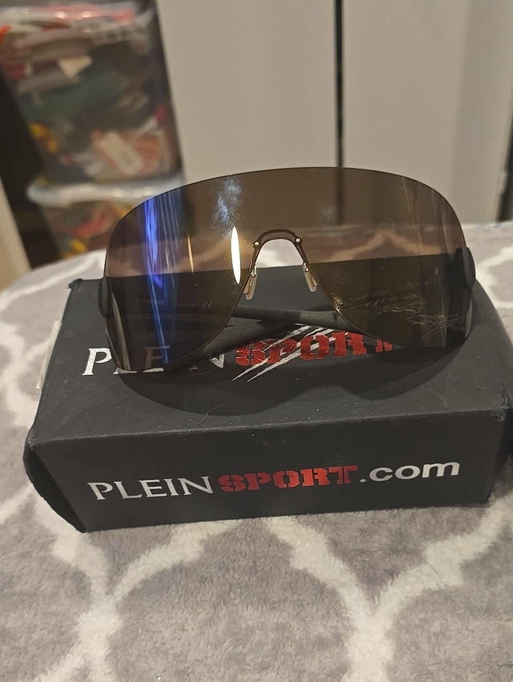 New Philip Plein Sport Men's Brown Shield Sunglasses No Case